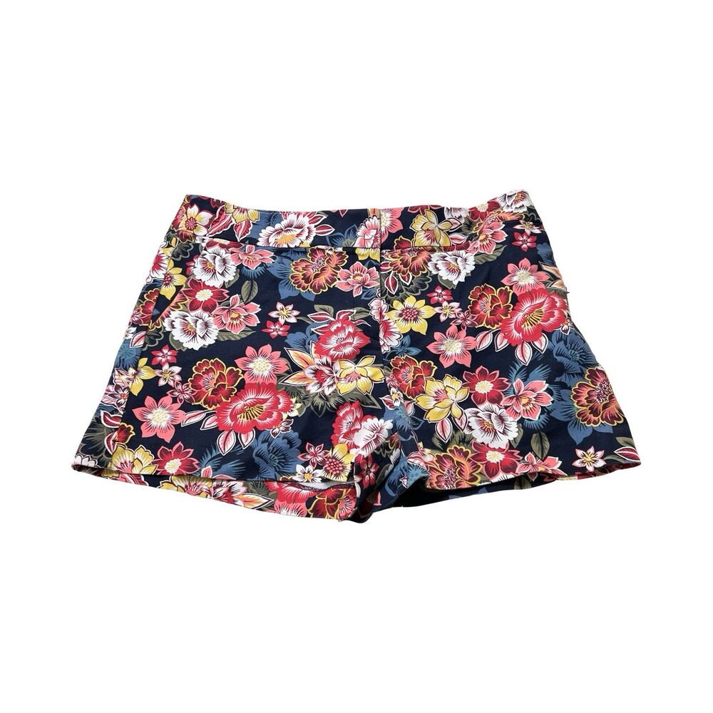 LOFT Womens Navy Blue Floral Print Cotton Blend‎ Tailored Shorts Size 12 503709